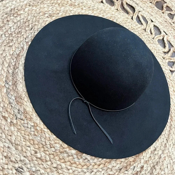 100% Wool Big Brim Hat Black - Picture 4 of 6